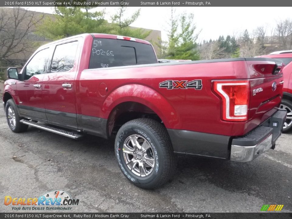 2016 Ford F150 XLT SuperCrew 4x4 Ruby Red / Medium Earth Gray Photo #4