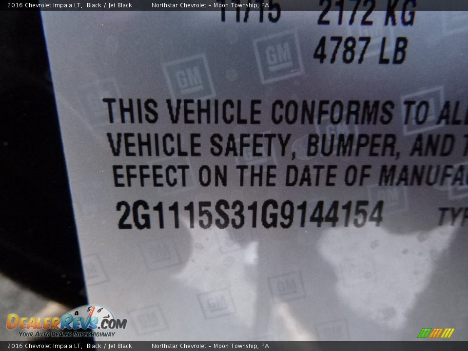 2016 Chevrolet Impala LT Black / Jet Black Photo #15