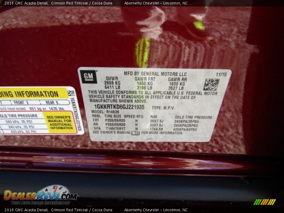 2016 GMC Acadia Denali Crimson Red Tintcoat / Cocoa Dune Photo #27