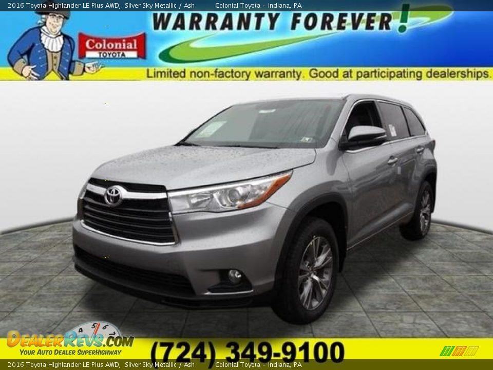 2016 Toyota Highlander LE Plus AWD Silver Sky Metallic / Ash Photo #1