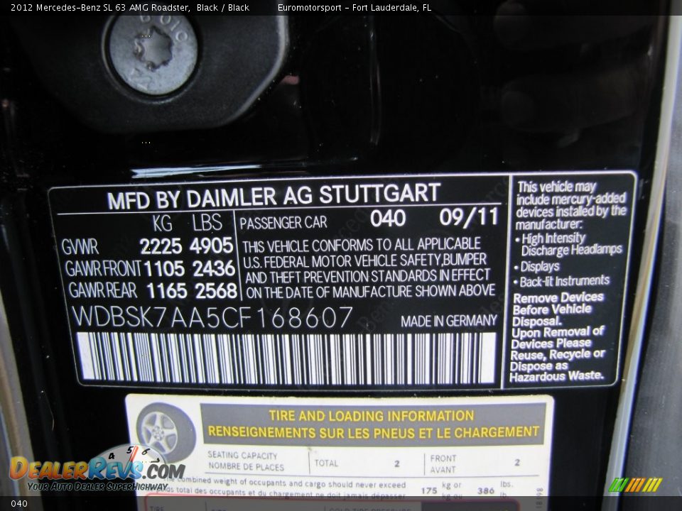 Mercedes-Benz Color Code 040 Black