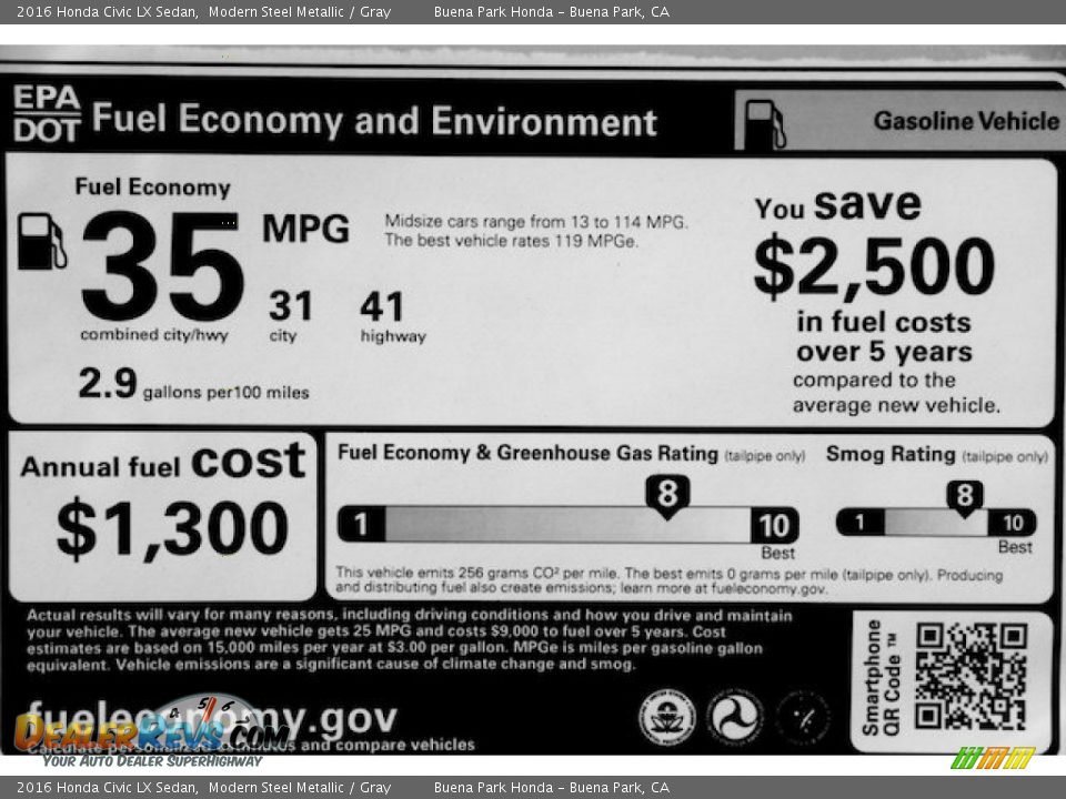 2016 Honda Civic LX Sedan Modern Steel Metallic / Gray Photo #17