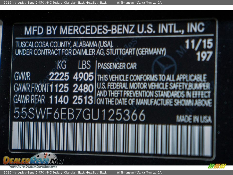 2016 Mercedes-Benz C 450 AMG Sedan Obsidian Black Metallic / Black Photo #6