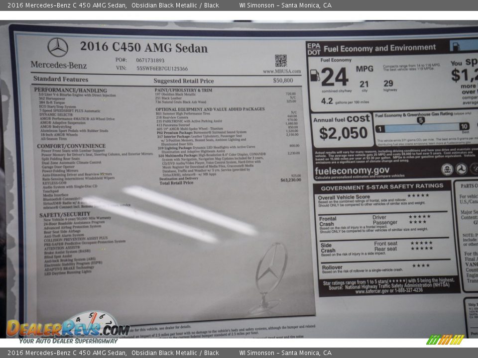 2016 Mercedes-Benz C 450 AMG Sedan Obsidian Black Metallic / Black Photo #11