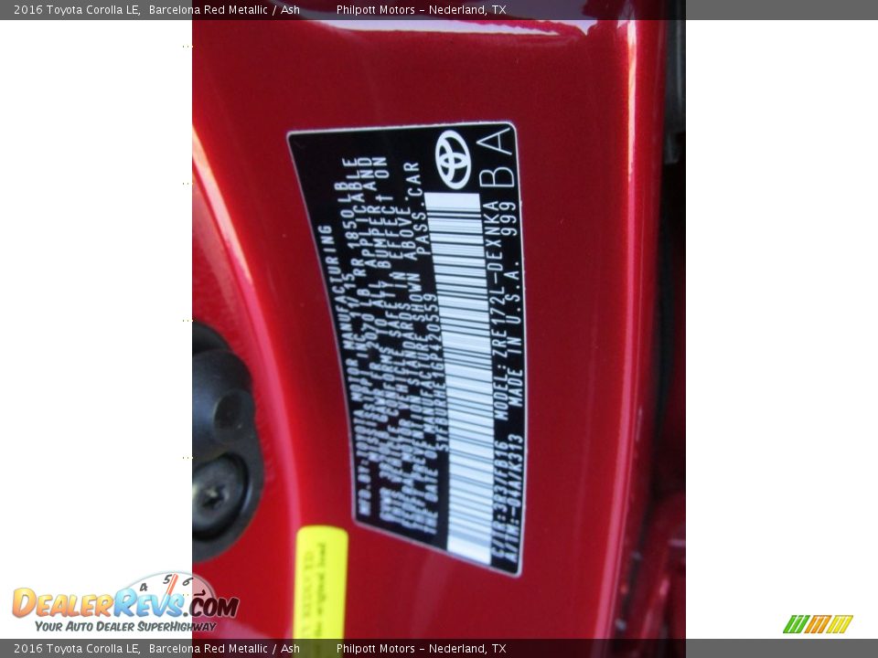 2016 Toyota Corolla LE Barcelona Red Metallic / Ash Photo #31