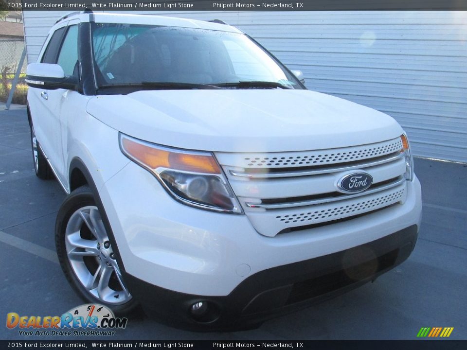 2015 Ford Explorer Limited White Platinum / Medium Light Stone Photo #2
