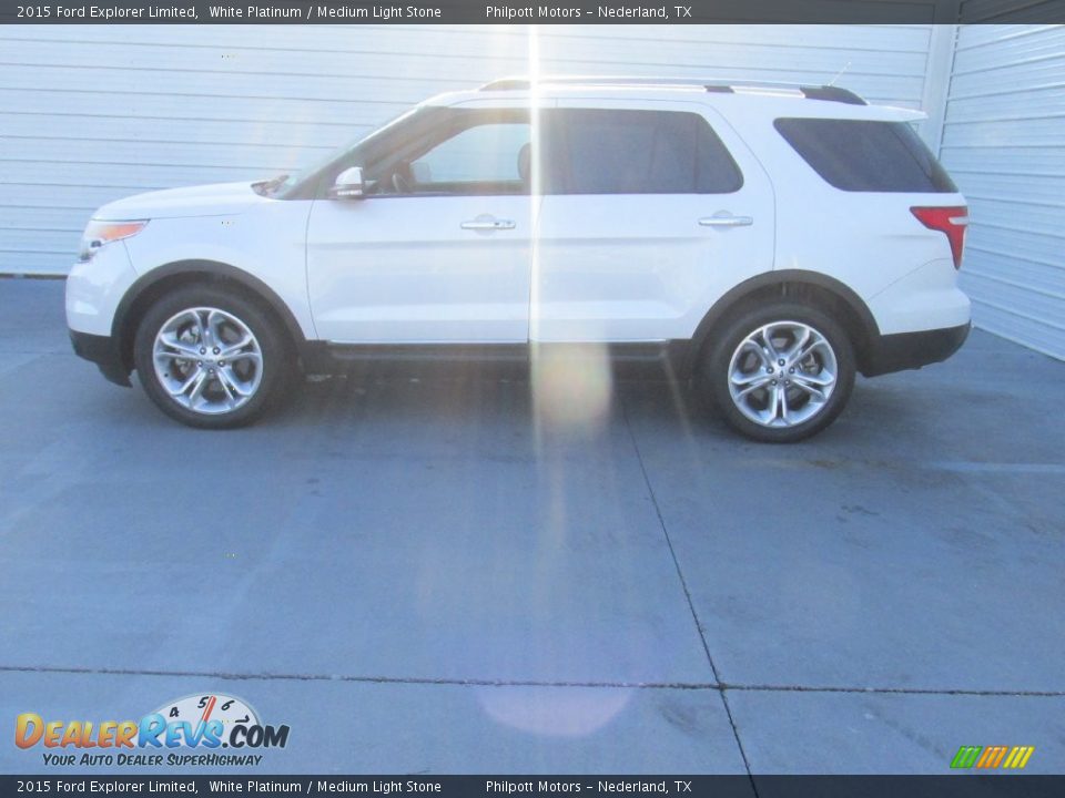 2015 Ford Explorer Limited White Platinum / Medium Light Stone Photo #3