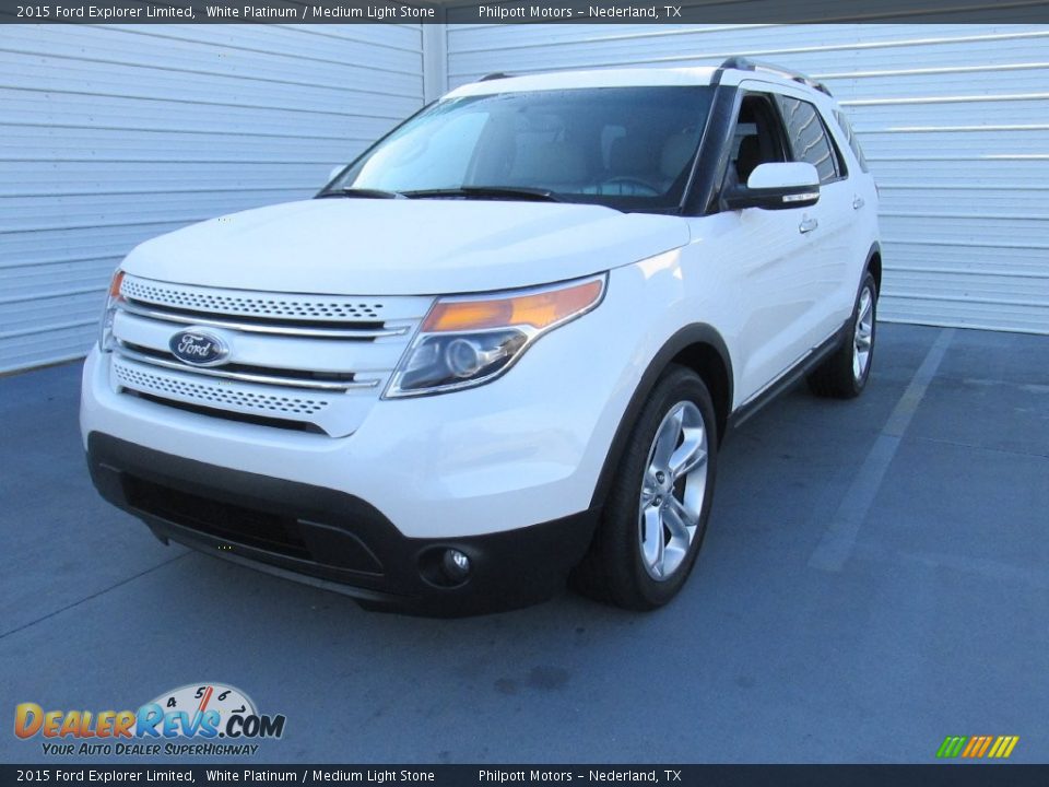2015 Ford Explorer Limited White Platinum / Medium Light Stone Photo #4