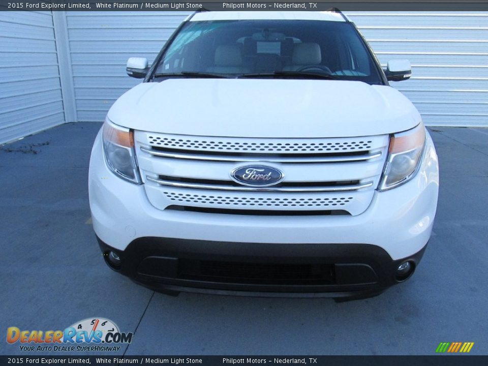 2015 Ford Explorer Limited White Platinum / Medium Light Stone Photo #5