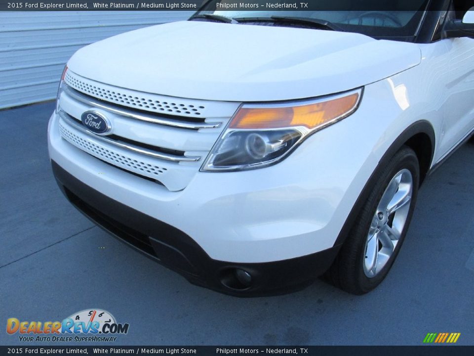 2015 Ford Explorer Limited White Platinum / Medium Light Stone Photo #7