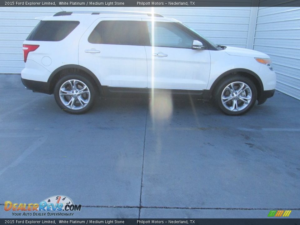 2015 Ford Explorer Limited White Platinum / Medium Light Stone Photo #8
