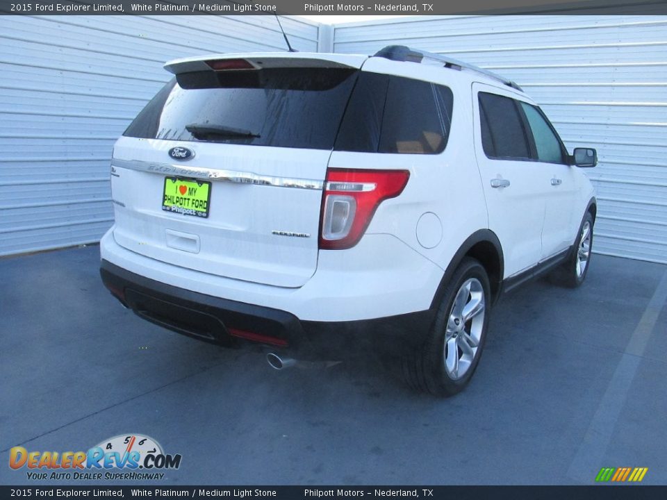 2015 Ford Explorer Limited White Platinum / Medium Light Stone Photo #9