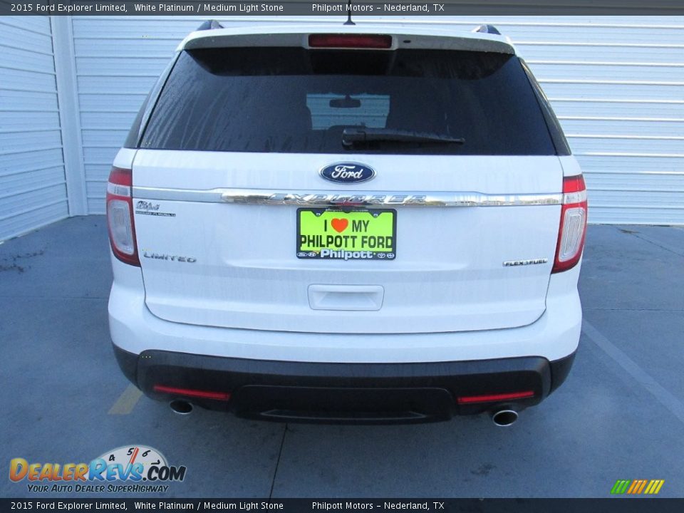 2015 Ford Explorer Limited White Platinum / Medium Light Stone Photo #10