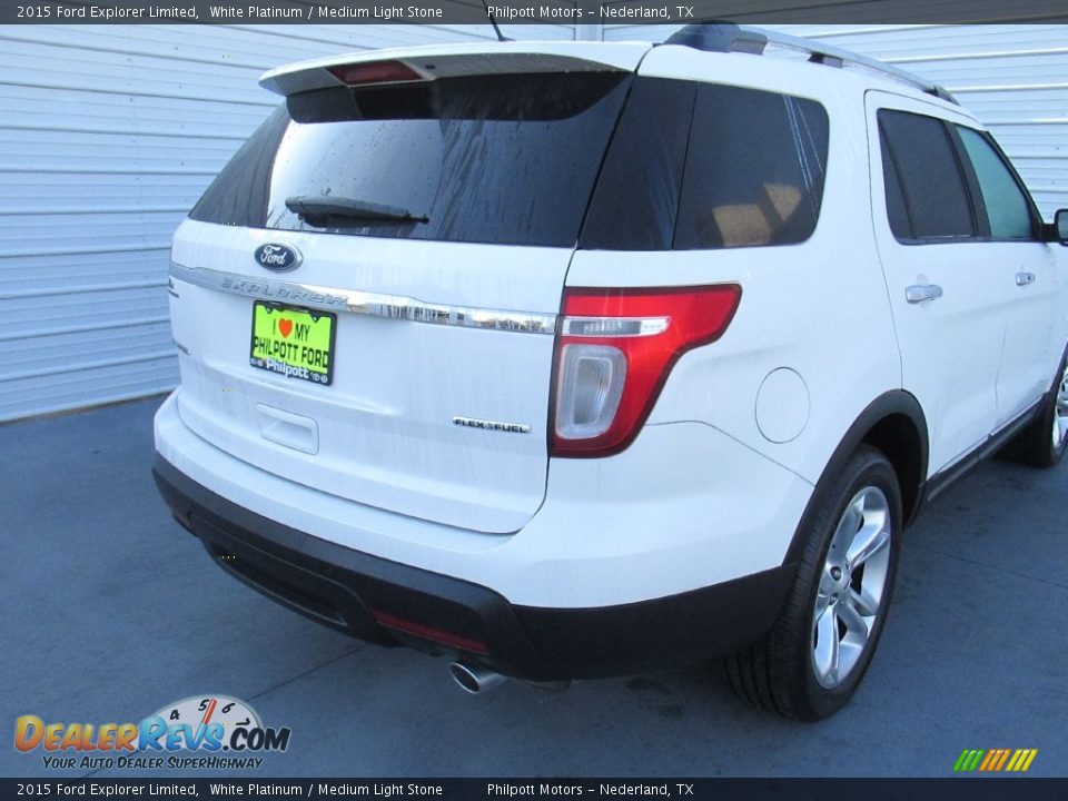 2015 Ford Explorer Limited White Platinum / Medium Light Stone Photo #12