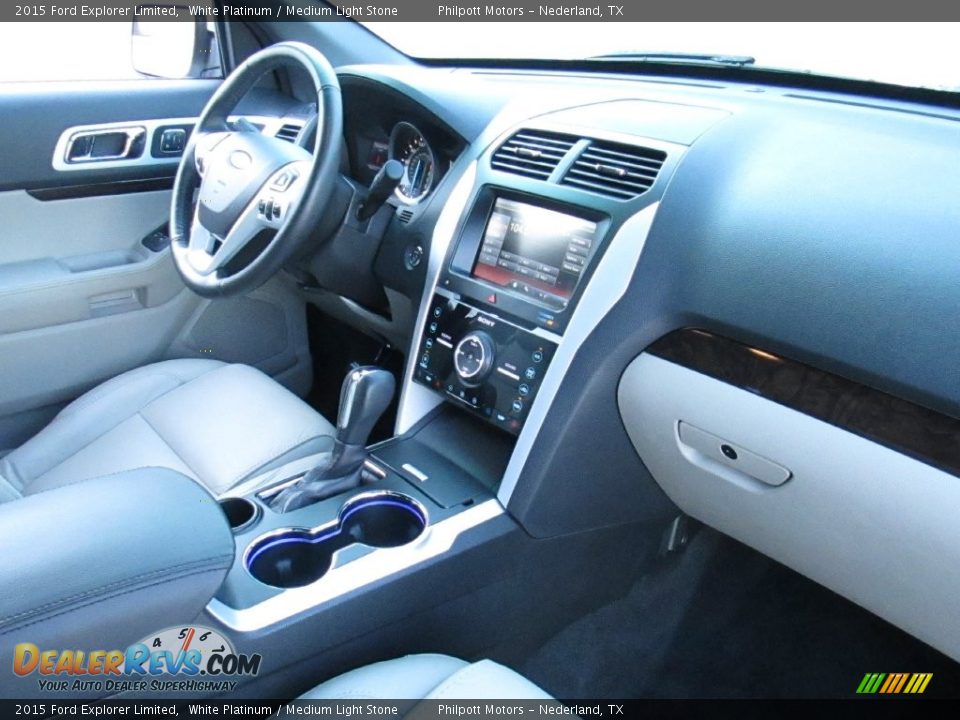 2015 Ford Explorer Limited White Platinum / Medium Light Stone Photo #24