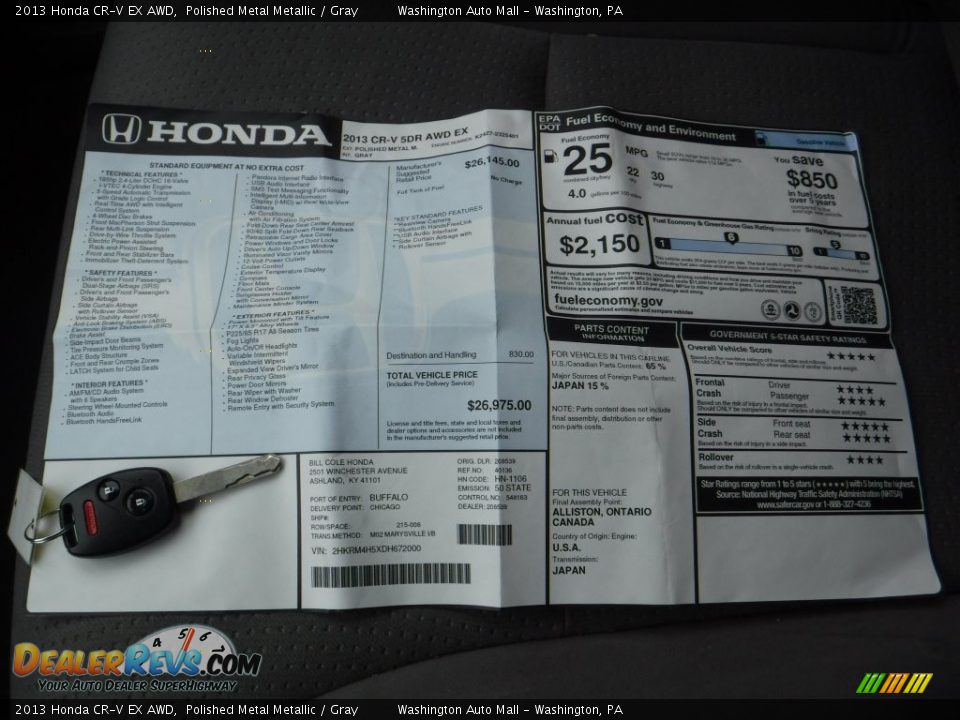 2013 Honda CR-V EX AWD Polished Metal Metallic / Gray Photo #17