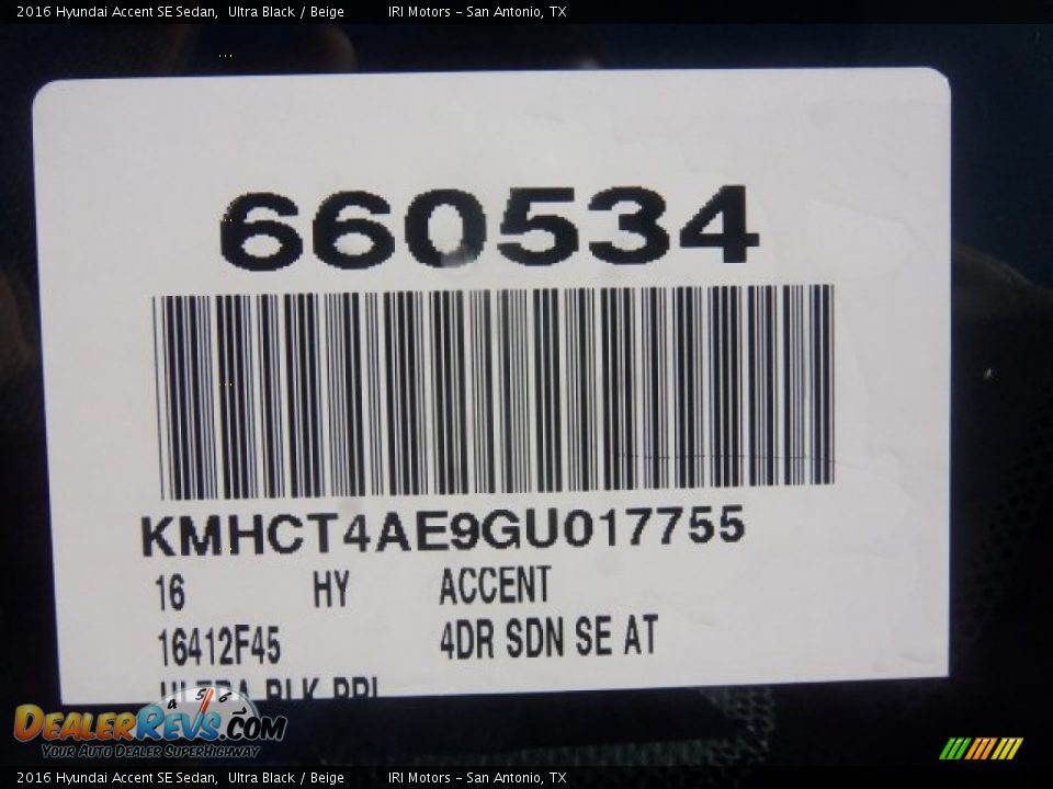 2016 Hyundai Accent SE Sedan Ultra Black / Beige Photo #3
