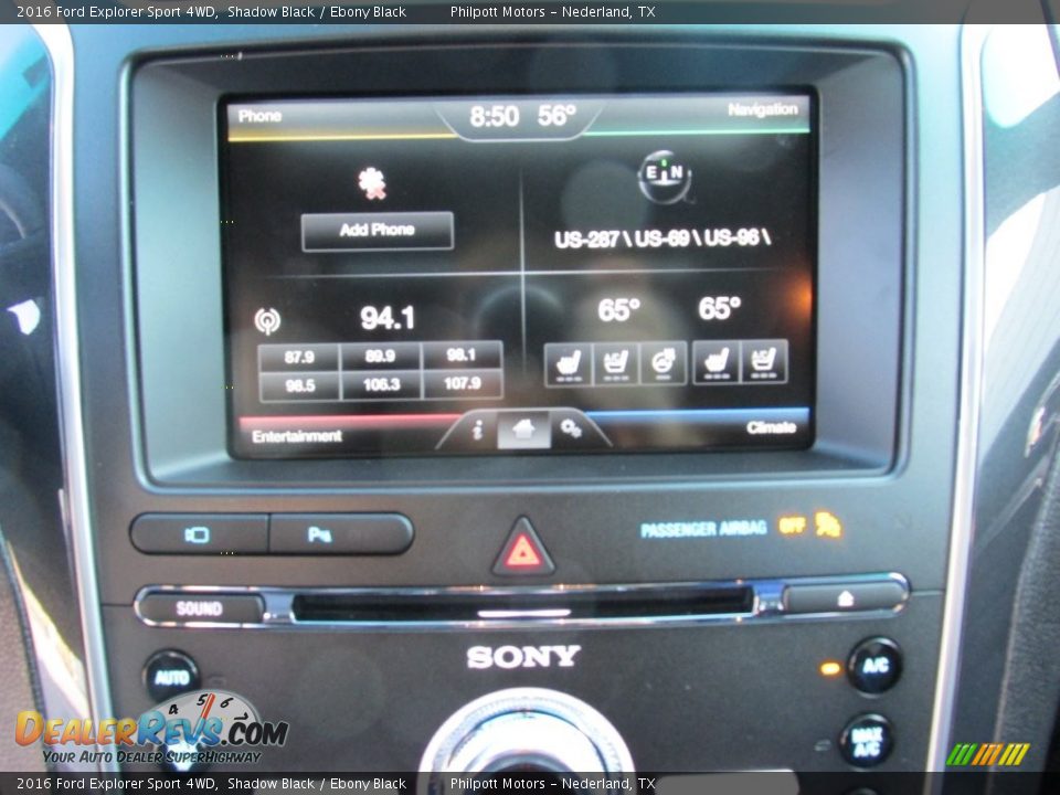 2016 Ford Explorer Sport 4WD Shadow Black / Ebony Black Photo #29