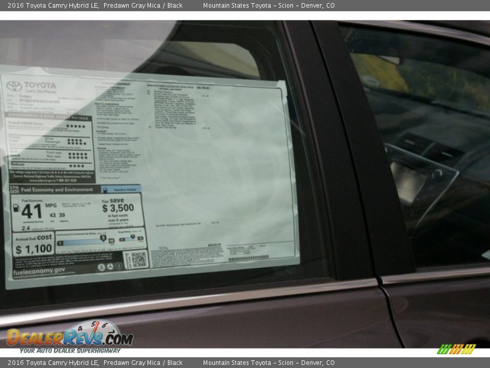 2016 Toyota Camry Hybrid LE Predawn Gray Mica / Black Photo #10