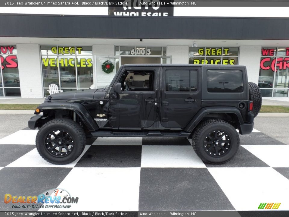 2015 Jeep Wrangler Unlimited Sahara 4x4 Black / Black/Dark Saddle Photo #1