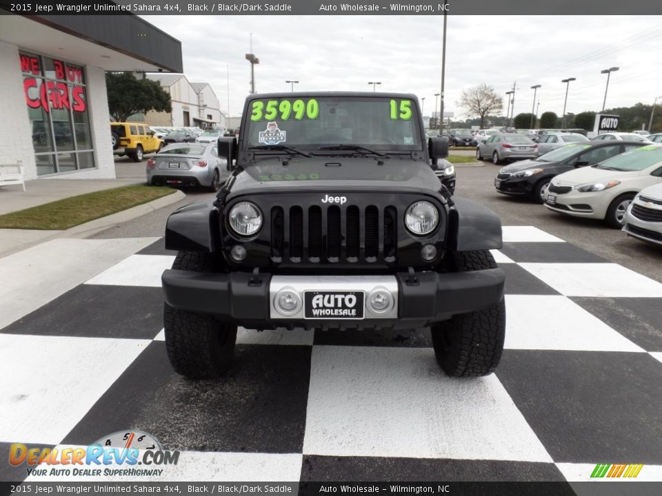 2015 Jeep Wrangler Unlimited Sahara 4x4 Black / Black/Dark Saddle Photo #2