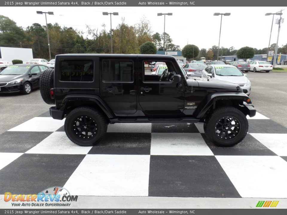 2015 Jeep Wrangler Unlimited Sahara 4x4 Black / Black/Dark Saddle Photo #3