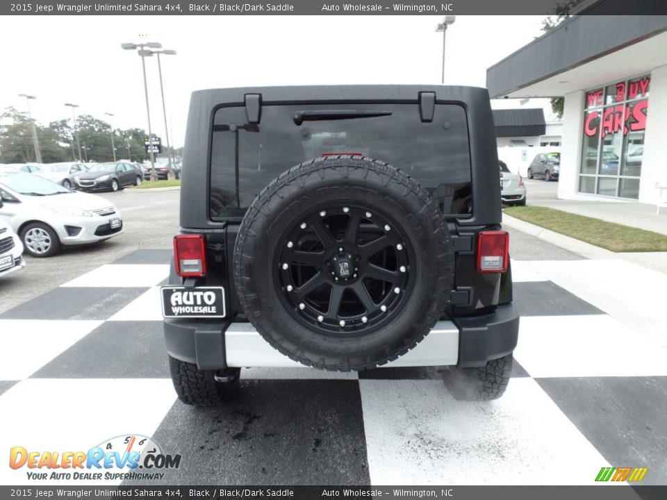 2015 Jeep Wrangler Unlimited Sahara 4x4 Black / Black/Dark Saddle Photo #4