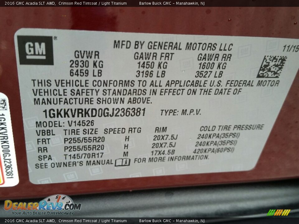 2016 GMC Acadia SLT AWD Crimson Red Tintcoat / Light Titanium Photo #10