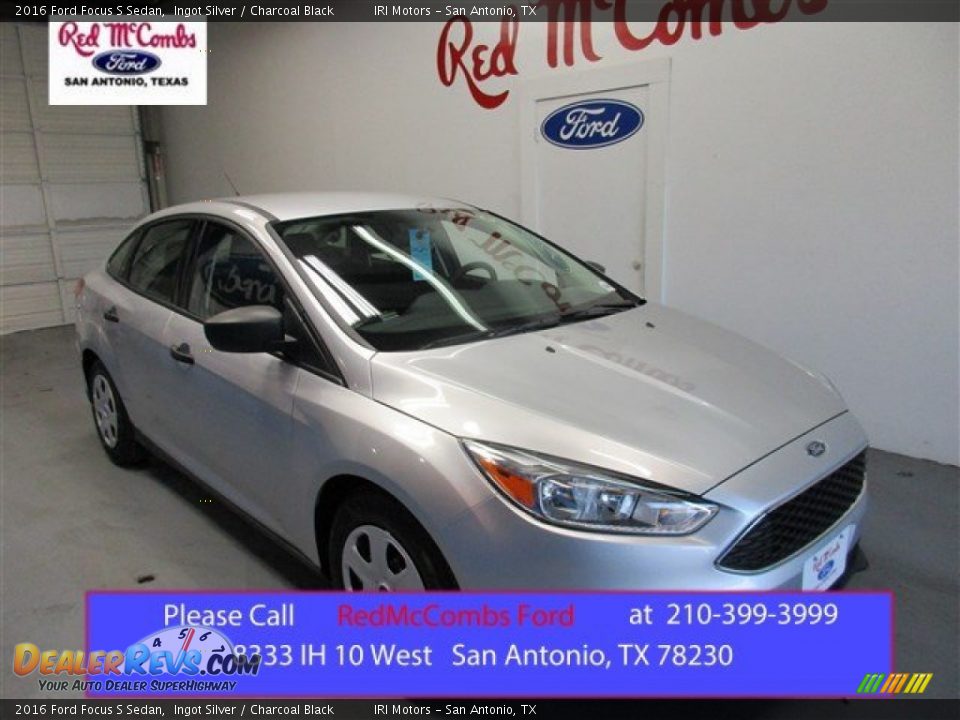 2016 Ford Focus S Sedan Ingot Silver / Charcoal Black Photo #1