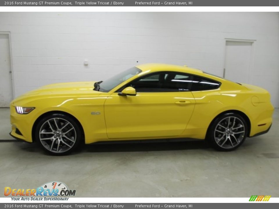 2016 Ford Mustang GT Premium Coupe Triple Yellow Tricoat / Ebony Photo #1
