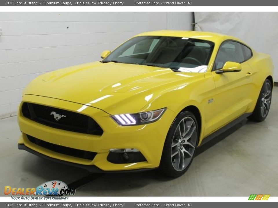 2016 Ford Mustang GT Premium Coupe Triple Yellow Tricoat / Ebony Photo #3