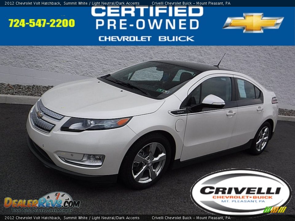 2012 Chevrolet Volt Hatchback Summit White / Light Neutral/Dark Accents Photo #1