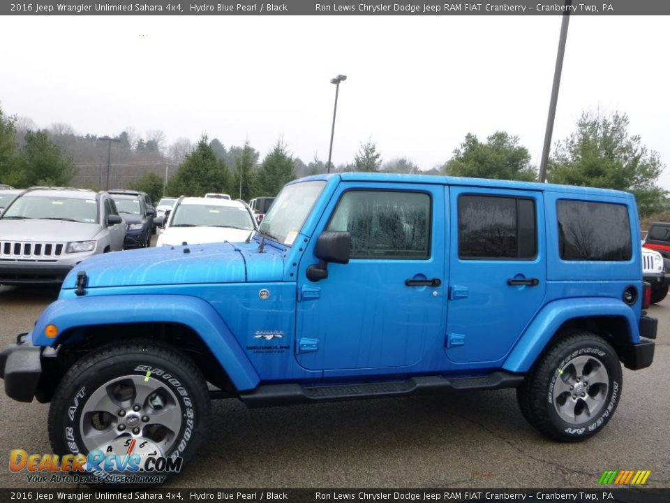 2016 Jeep Wrangler Unlimited Sahara 4x4 Hydro Blue Pearl / Black Photo #3