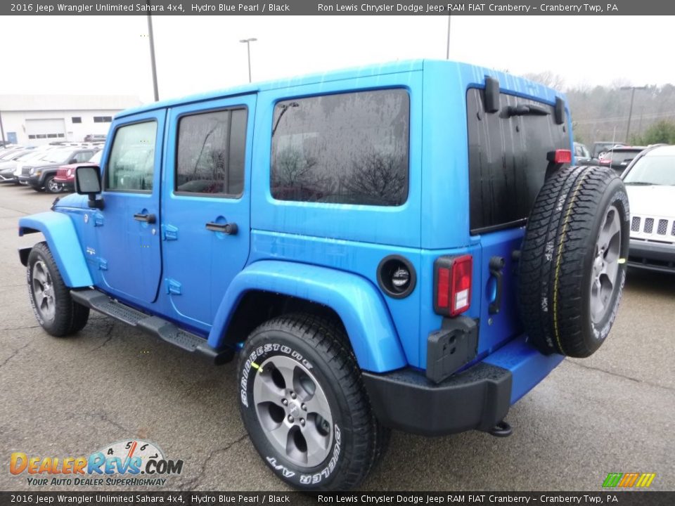 2016 Jeep Wrangler Unlimited Sahara 4x4 Hydro Blue Pearl / Black Photo #4