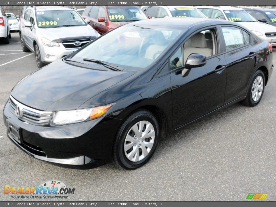 2012 Honda Civic LX Sedan Crystal Black Pearl / Gray Photo #3