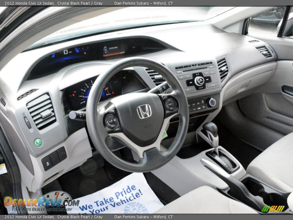 2012 Honda Civic LX Sedan Crystal Black Pearl / Gray Photo #9