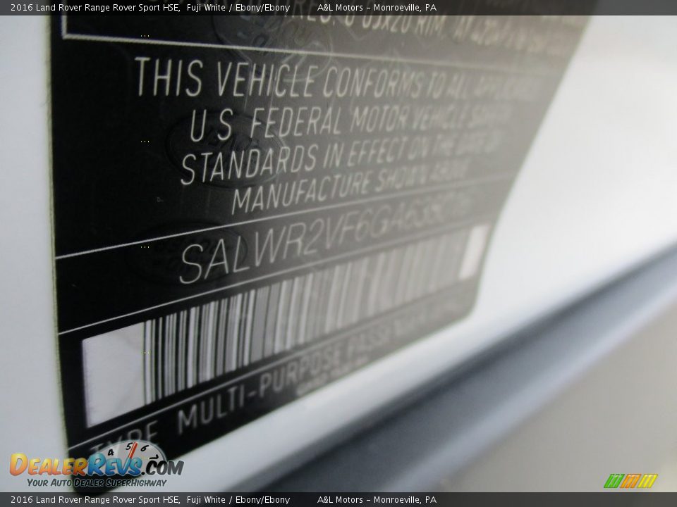 2016 Land Rover Range Rover Sport HSE Fuji White / Ebony/Ebony Photo #19