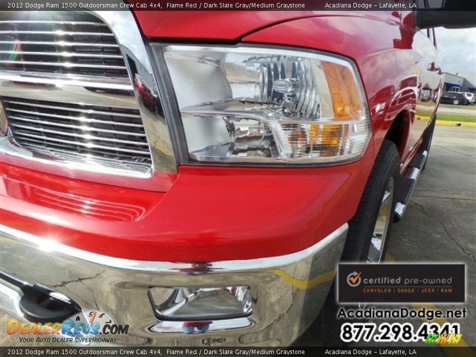 2012 Dodge Ram 1500 Outdoorsman Crew Cab 4x4 Flame Red / Dark Slate Gray/Medium Graystone Photo #2