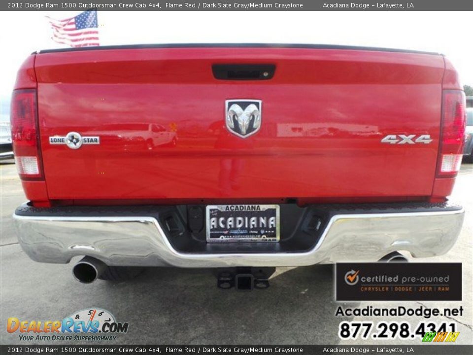 2012 Dodge Ram 1500 Outdoorsman Crew Cab 4x4 Flame Red / Dark Slate Gray/Medium Graystone Photo #6