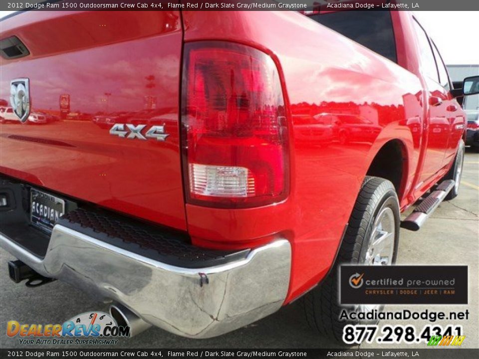 2012 Dodge Ram 1500 Outdoorsman Crew Cab 4x4 Flame Red / Dark Slate Gray/Medium Graystone Photo #9