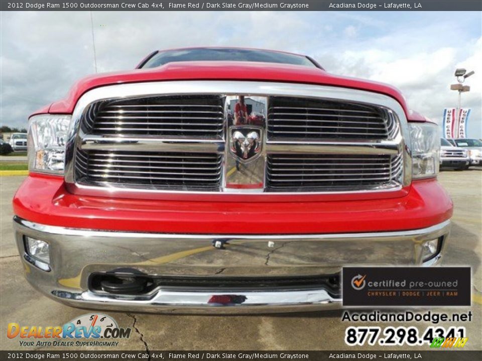2012 Dodge Ram 1500 Outdoorsman Crew Cab 4x4 Flame Red / Dark Slate Gray/Medium Graystone Photo #13