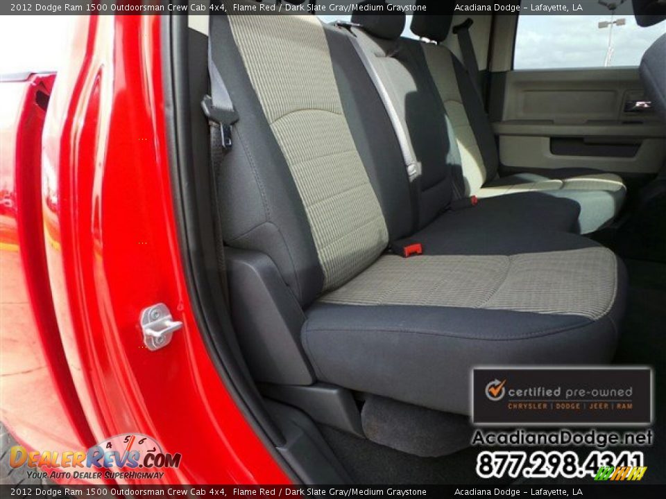 2012 Dodge Ram 1500 Outdoorsman Crew Cab 4x4 Flame Red / Dark Slate Gray/Medium Graystone Photo #25