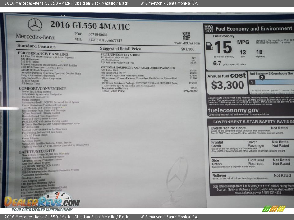 2016 Mercedes-Benz GL 550 4Matic Obsidian Black Metallic / Black Photo #11