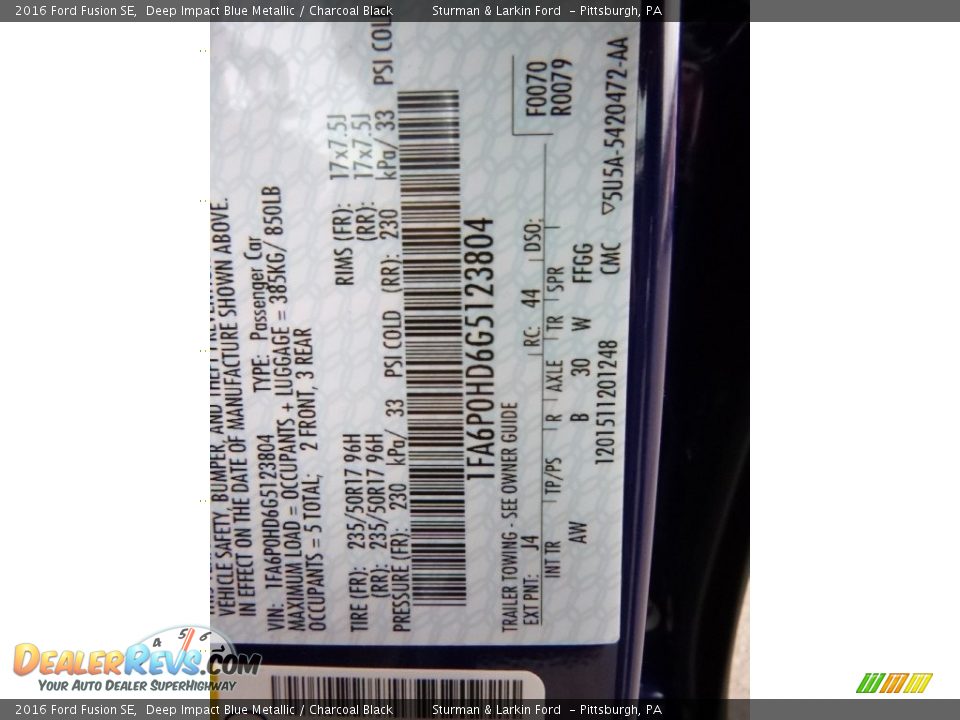 2016 Ford Fusion SE Deep Impact Blue Metallic / Charcoal Black Photo #12