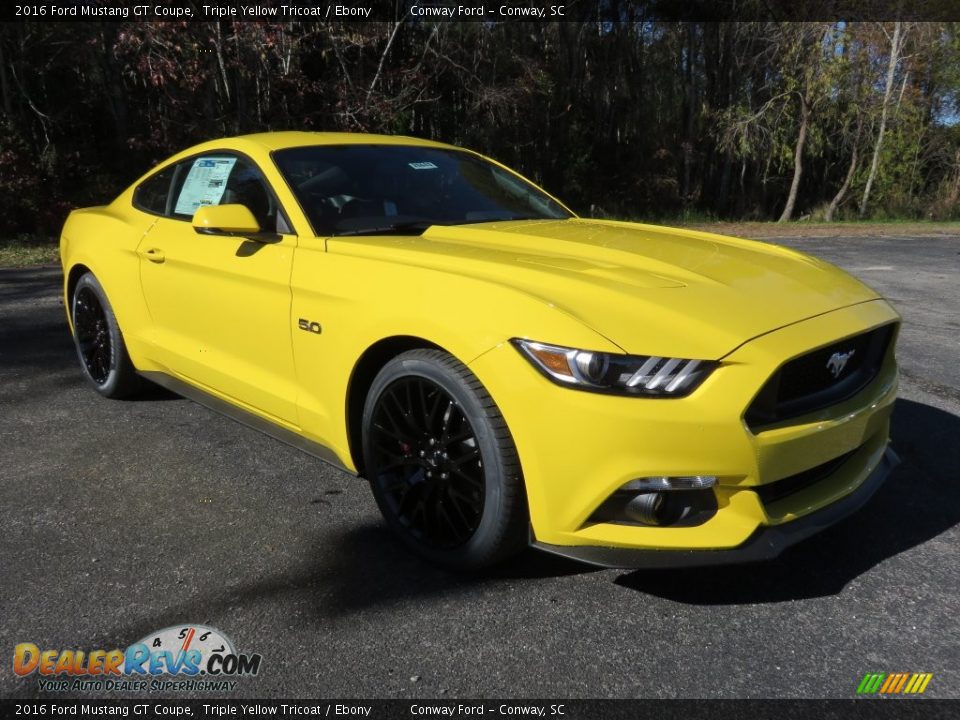 2016 Ford Mustang GT Coupe Triple Yellow Tricoat / Ebony Photo #1