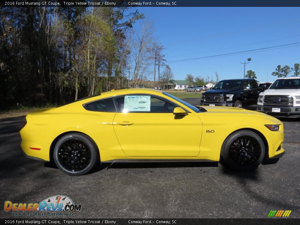 2016 Ford Mustang GT Coupe Triple Yellow Tricoat / Ebony Photo #2