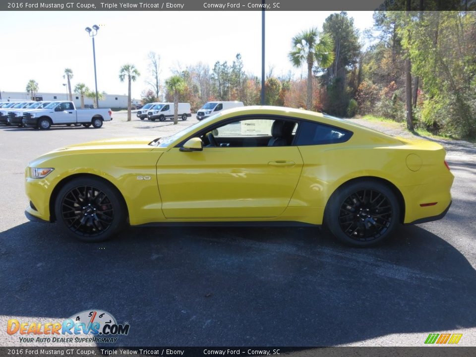 2016 Ford Mustang GT Coupe Triple Yellow Tricoat / Ebony Photo #6