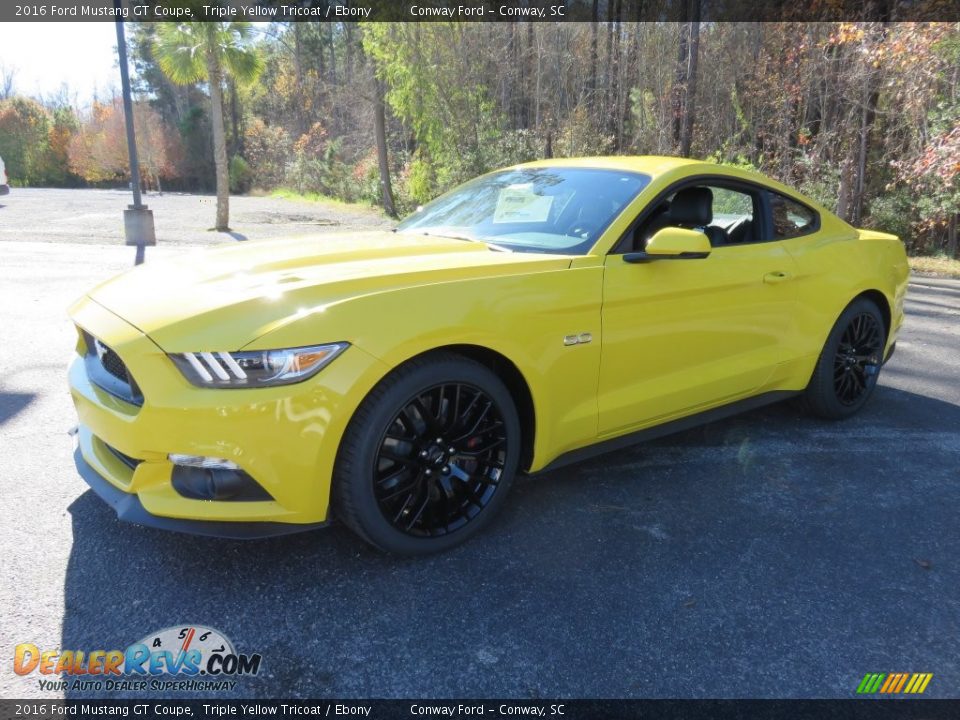 2016 Ford Mustang GT Coupe Triple Yellow Tricoat / Ebony Photo #7