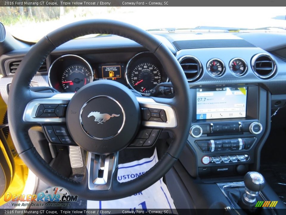 2016 Ford Mustang GT Coupe Triple Yellow Tricoat / Ebony Photo #18