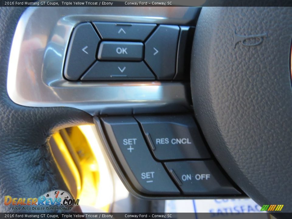 2016 Ford Mustang GT Coupe Triple Yellow Tricoat / Ebony Photo #25